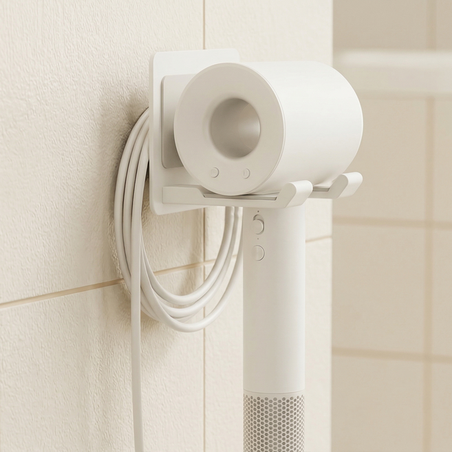 이고다 모노 호텔식 선정리 욕실 드라이기 거치대, 1개, 모던화이트