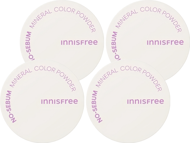 INNISFREE 台灣公司貨 無油無慮繽紛蜜粉 5g, 紫色, 4個