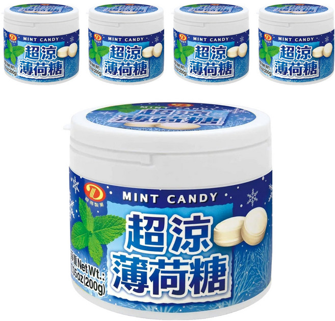 綠得製菓 超涼薄荷糖, 200g, 5罐