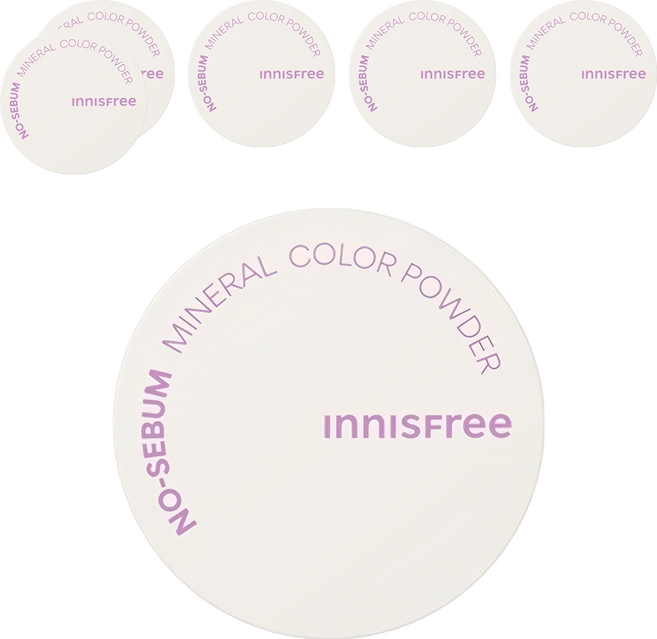 INNISFREE 台灣公司貨 無油無慮繽紛蜜粉 5g, 紫色, 6個