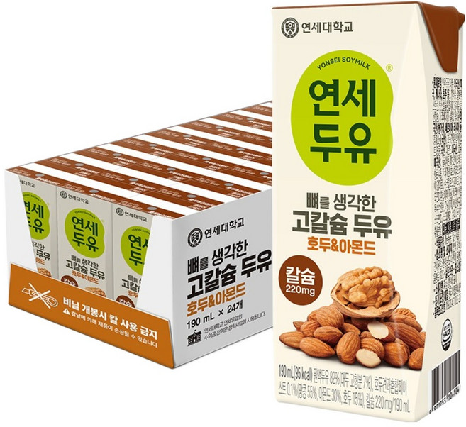 연세두유 뼈를 생각한 고칼슘 호두 앤 아몬드, 190ml, 24개