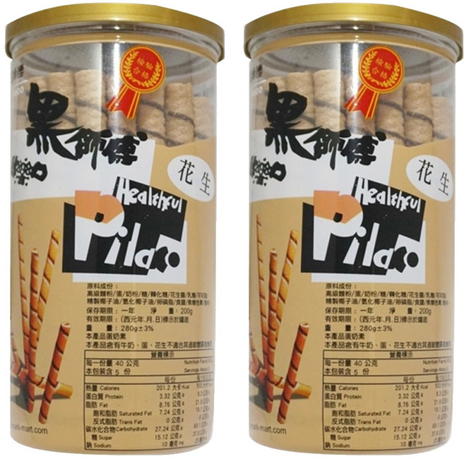 Healthful 黑師傅 捲心酥 花生口味, 200g, 2罐