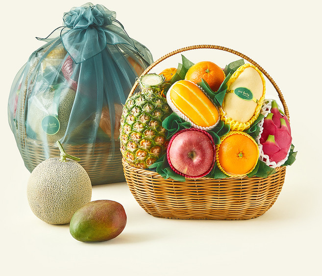 온브릭스 프리미엄 과일바구니 9종 대형 1호 + 보자기, 6.26kg, 1세트