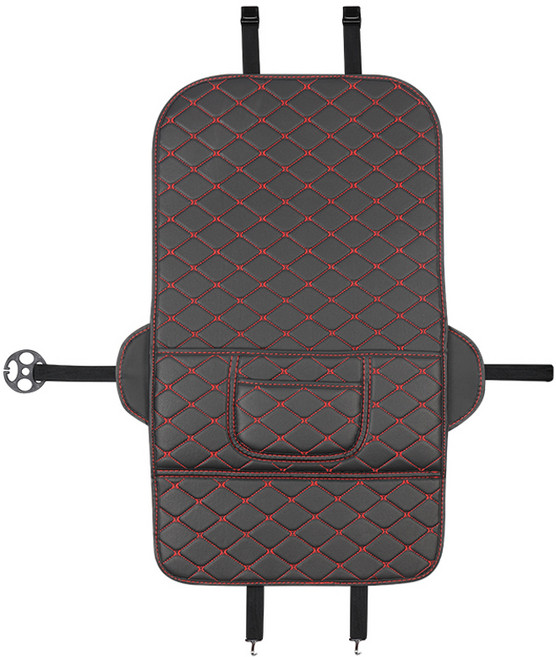 리썬 자동차 포켓형 마모 방지 킥매트, 블랙 + 레드, 1개