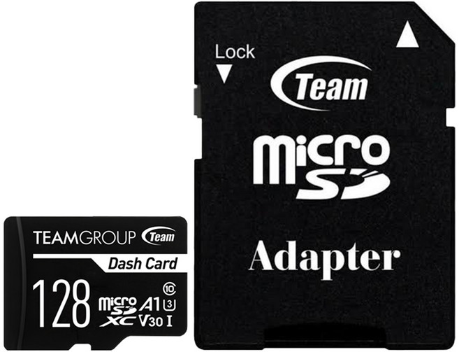 TEAMGROUP 十銓 128GB 行車記錄器專用記憶卡 附轉卡 UHS-I U3 V30, 1組
