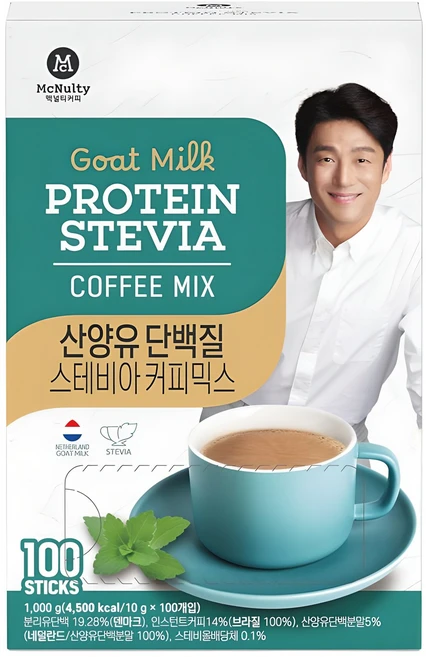 맥널티커피 산양유 단백질 스테비아 커피믹스, 10g, 100개입, 1개 - 쿠팡