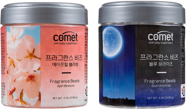 코멧 프라그란스비즈 차량용 방향제 180g x 2p, 블루문라이즈 + 에이프릴블라썸, 1개