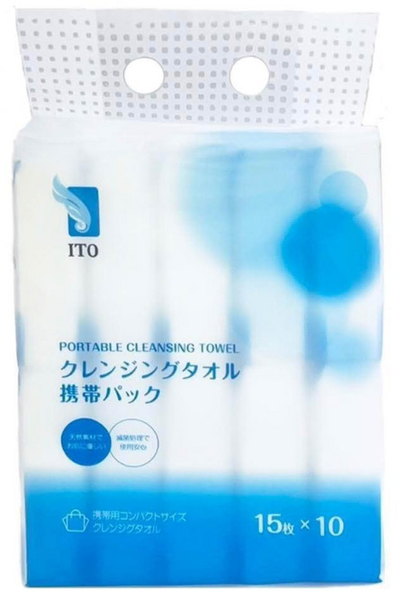 ITO 日本伊藤 洗臉巾攜帶包 15抽 10包, 白色, 1袋