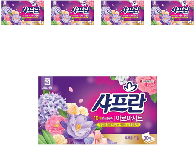 샤프란 아로마시트 시트 섬유유연제 후레쉬 드림 본품, 30매, 5개