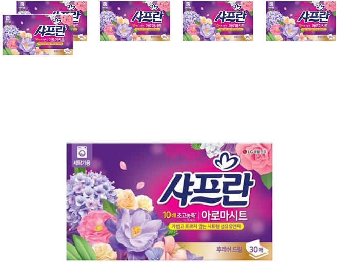 샤프란 아로마시트 시트 섬유유연제 후레쉬 드림 본품, 30매, 6개