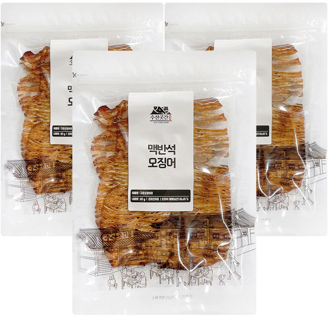 SEA STORE ROOM 麥飯石烤魷魚片, 80g, 3包