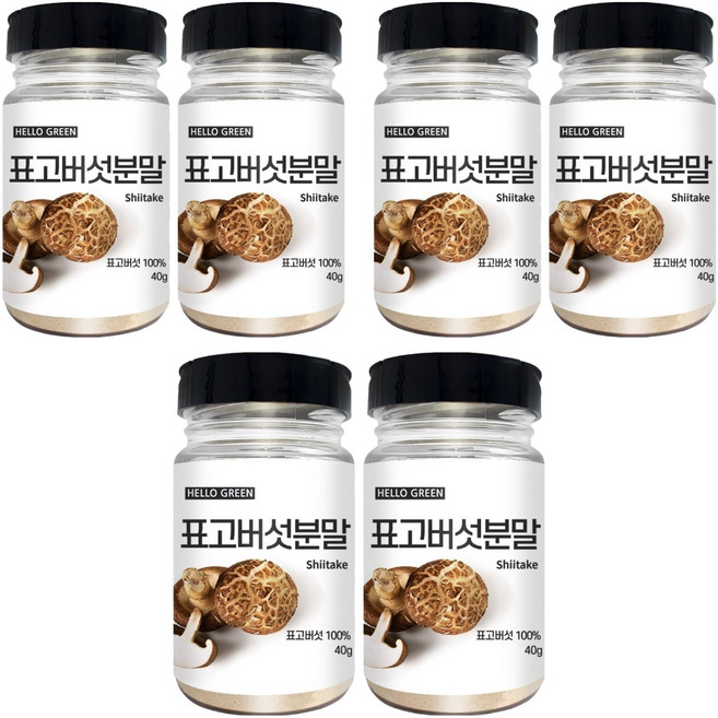 헬로우그린 국산 표고버섯 분말 통, 40g, 6개