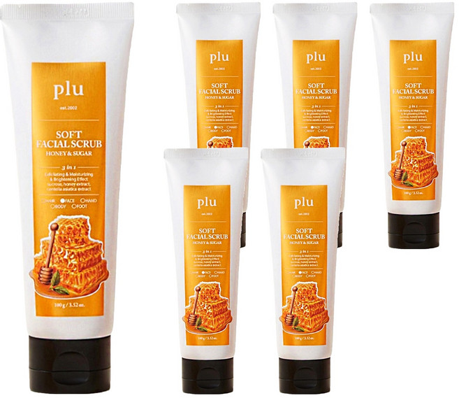 플루 소프트 페이셜 스크럽 허니 앤 슈가, 100g, 6개