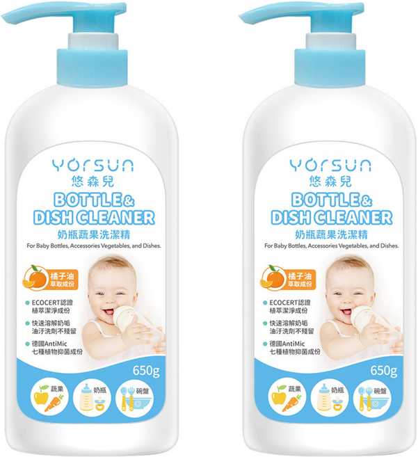 YOrSUn 悠森兒 奶瓶蔬果洗潔精, 650g, 2瓶