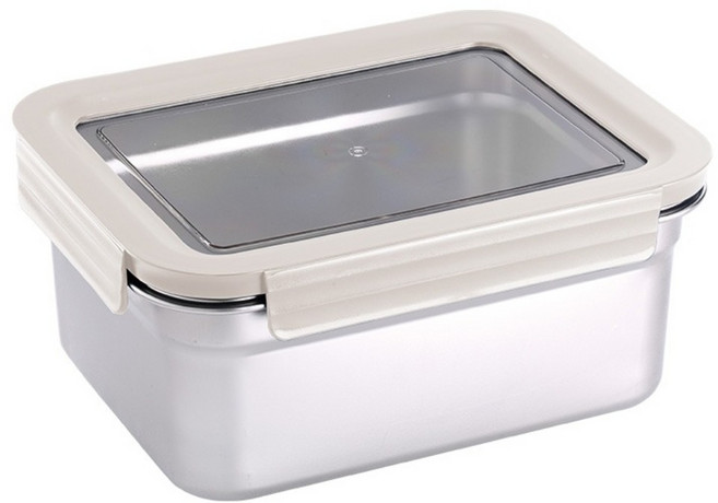Hi CHEF 掌廚 可樂膳 304不鏽鋼保鮮盒 CH-KD1540 19.3 x 14.2 x 9.3cm 280g 1540ml, 米白, 1個