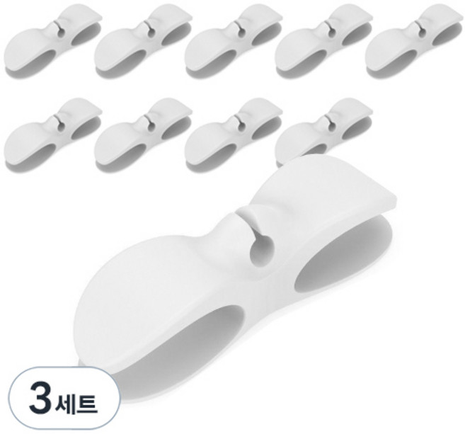 피키픽스 케이블 선정리 홀더 10p + 접착 실리콘 스티커 10p, 3세트, 화이트