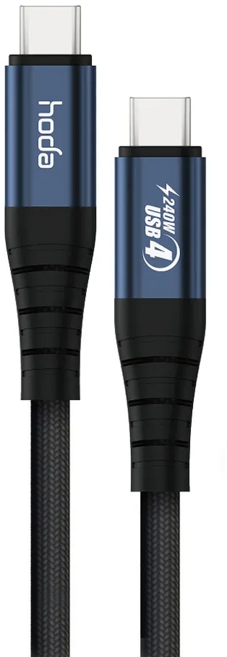 HODA 好貼 W4 USB4 編織數據線, 2m, 黑色, 1條