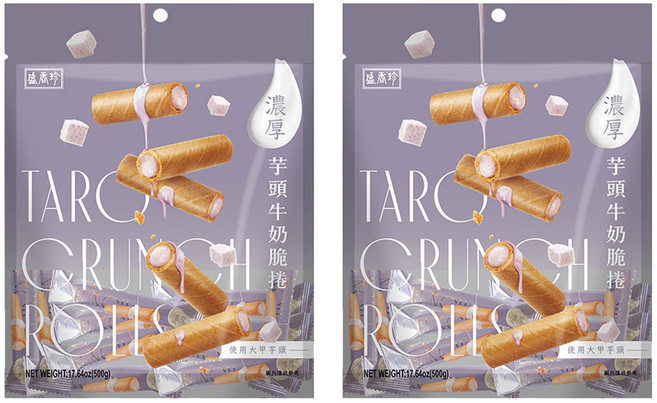 盛香珍 濃厚芋頭牛奶脆捲, 500g, 2袋