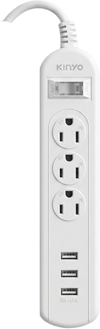 Kinyo 1開3插三USB延長線 9呎, 2.7m, CGU313-9, 1個
