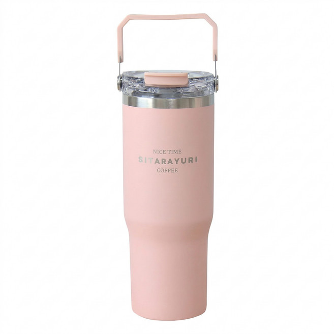 Sitarayuri 日系手提雙飲保溫杯, 粉色, 900ml, 1個
