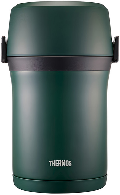 써모스 일체형 대용량 보온도시락 + 보온백 + 수저 세트, 딥그린, 1개