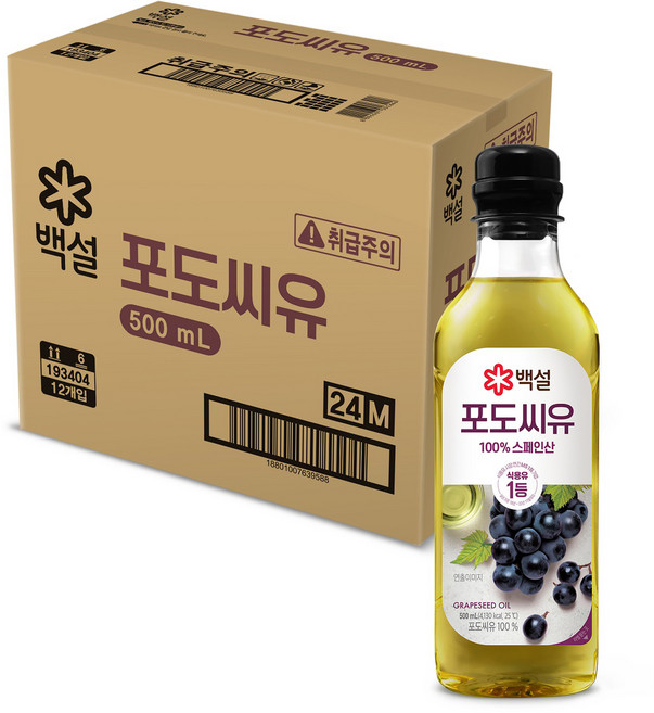 백설 포도씨유, 500ml, 12개