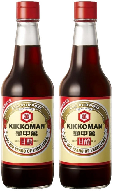 KIKKOMAN 龜甲萬 純釀造甘醇醬油 傳統釀造技術 提升菜餚鮮味, 500ml, 2瓶