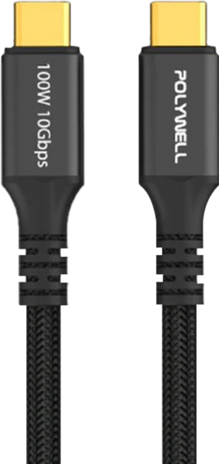 POLYWELL 寶利威爾 黑金剛 USB3.2 Gen2 10Gbps 100W Type-C 高速傳輸充電線, 1m, PW15-W45-M821, 1條