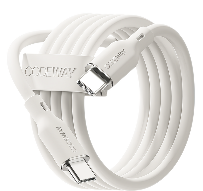 CODEWAY PALLET系列 100W PD USB-C to USB-C 傳輸線, 200cm, 白色, 1條