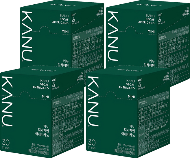 카누 미니 디카페인 아메리카노 스틱 원두커피믹스, 900mg, 30개입, 4개