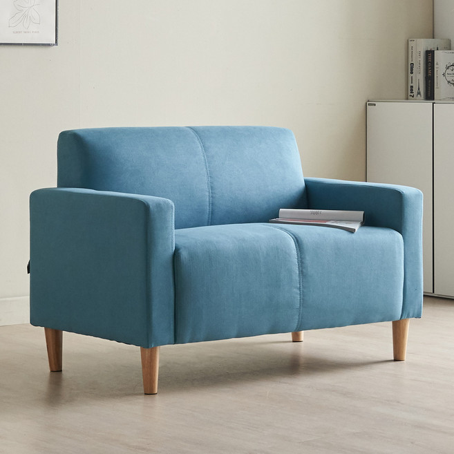 에보니아 이브 패브릭 2인용 소파, 아쿠아블루