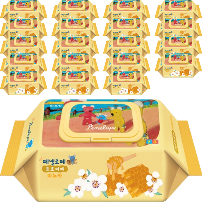 페넬로페 프르미에 마누카 영유아 물티슈 캡형, 70g, 70매, 20개