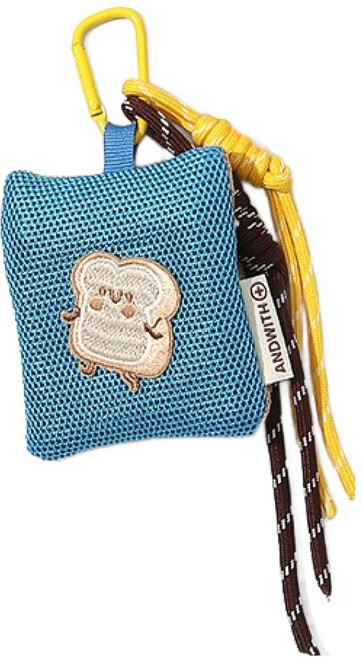 모아모어 식빵 미니 파우치 이어폰 립밤 케이스 키링 동전지갑, 블루, 1개