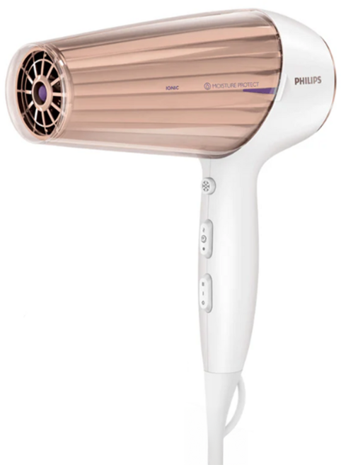 PHILIPS 飛利浦 智慧溫控天使光護髮吹風機 附烘罩 1500W, HP8280, 香檳金色 + 白色