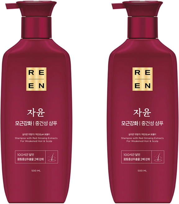 리엔 자윤 모근강화 중건성 샴푸, 500ml, 2개