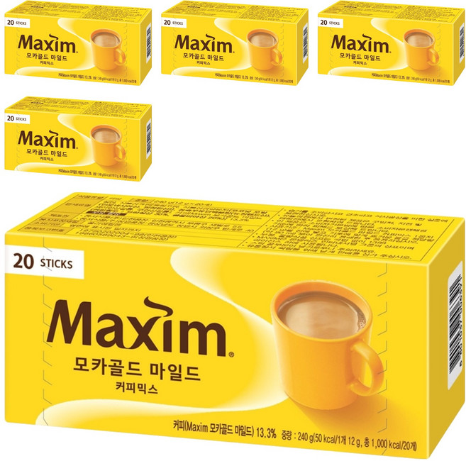 Maxim 麥心 摩卡經典三合一咖啡, 12g, 5盒, 20條