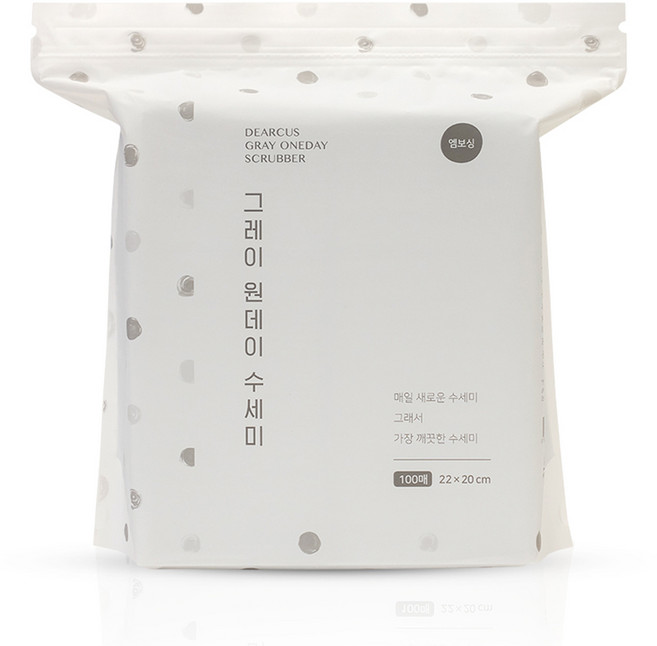 디어커스 원데이 수세미 엠보싱, 그레이, 100개, 1개