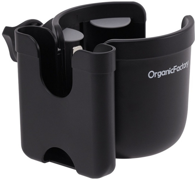 오가닉팩토리 2in1 탱크 유모차 컵 휴대폰 홀더, 블랙, 1개
