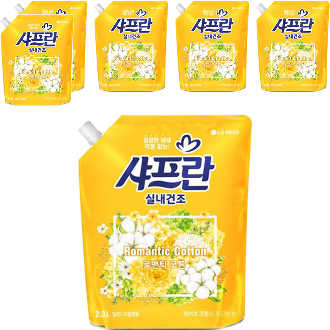 샤프란 실내건조 섬유유연제 로맨틱 코튼 리필, 2.3L, 1개입, 6개