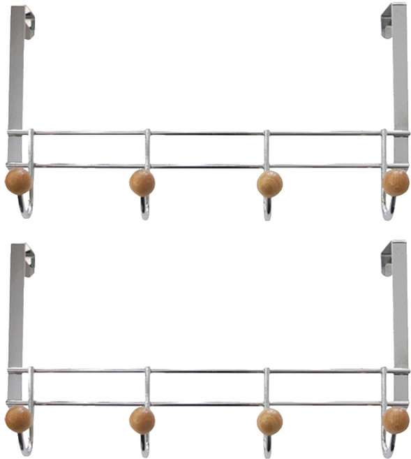 홈앤하우스 고정4구 도어훅, 실버, 2개