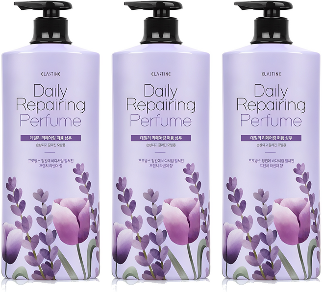 엘라스틴 데일리 퍼퓸 리페어링 샴푸 프렌치 라벤더향, 1.1L, 3개