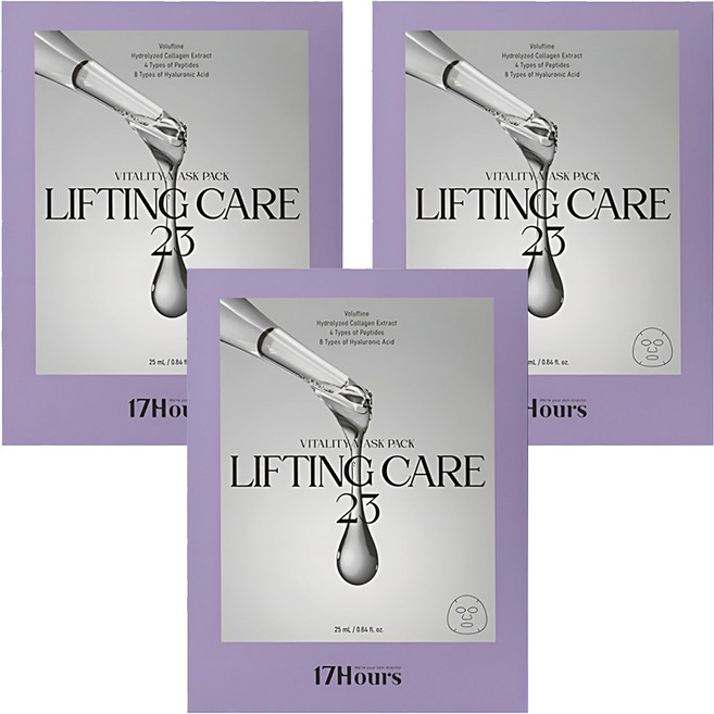 17아워즈 리프팅케어 23 바이탈리티 마스크팩, 3개, 5개입