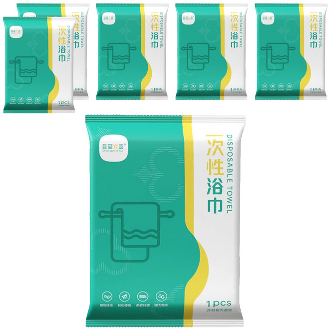 淼森宜蕊 1次性浴巾/旅行毛巾/拋棄式浴巾, 白色, 6個, 1組