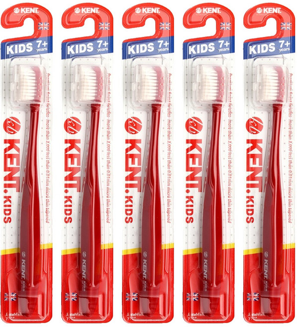 켄트 키즈 초극세모 칫솔, 레드, 1개입, 5개