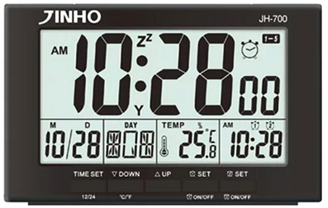 JINHO 京禾 數位電子鐘 JH-700 (需AA電池*2), 黑色