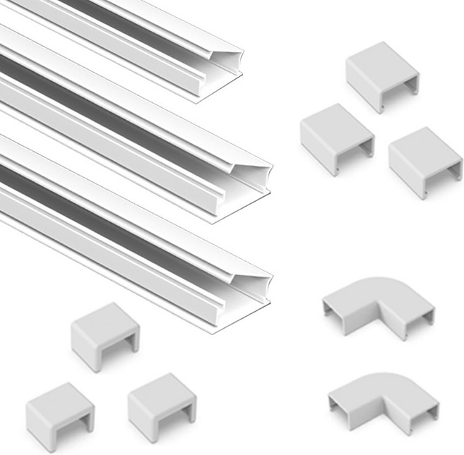선바로 신개념 열고닫는 전선 몰딩 2호 1m 3p + 캡 3종 풀 세트, 화이트, 1세트