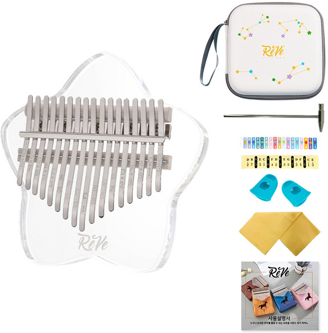 레브악기 별모양 투명 아크릴 17음계 칼림바 세트 RK-STAR, 1개