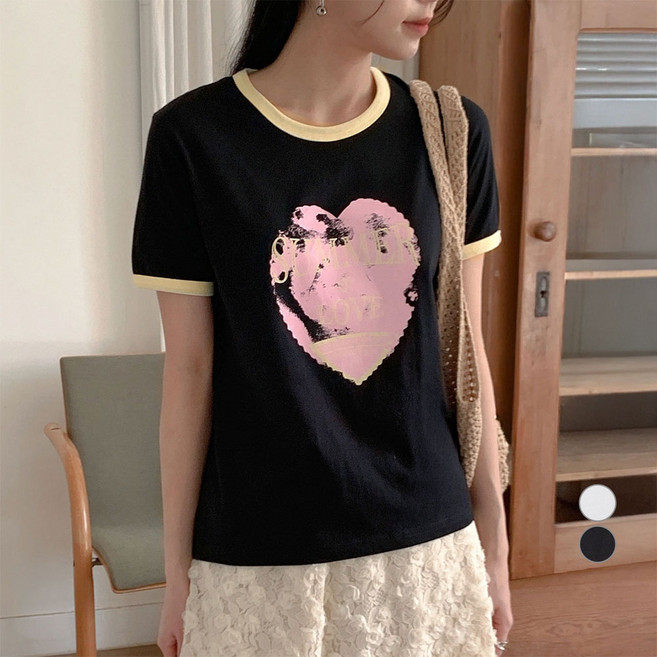 아피나르 여성용 Summer of Love 통기성 링거 반팔 그래픽 티셔츠