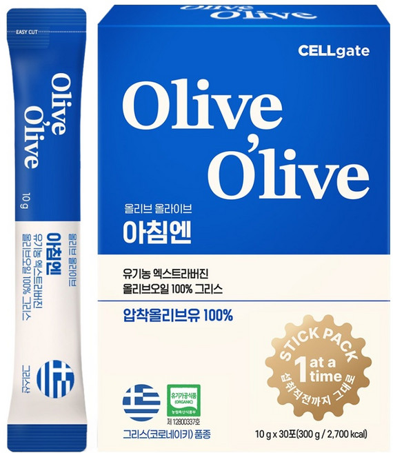 셀게이트 올리브올라이브 아침엔 유기농 엑스트라버진 올리브오일 그리스 30p, 300g, 1개