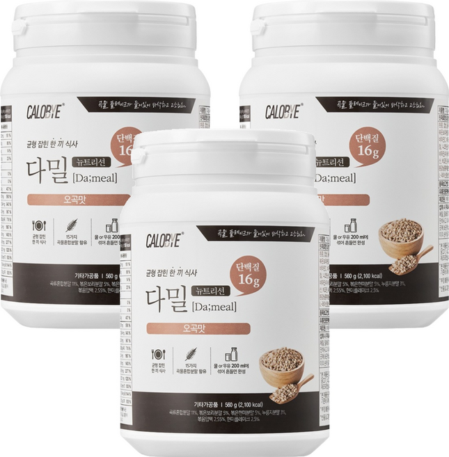 칼로바이 다밀 뉴트리션 단백질쉐이크 오곡맛, 560g, 3개